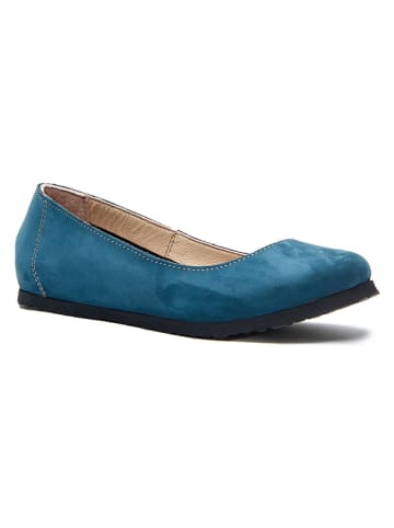 Comfortfusse Leder-Ballerinas in Dunkelblau