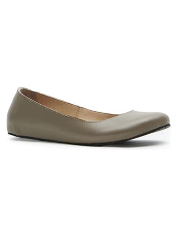 Comfortfusse Leder-Ballerinas in Taupe