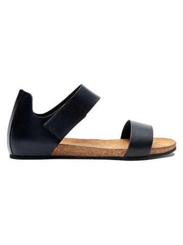 Comfortfusse Leder-Sandalen in Schwarz