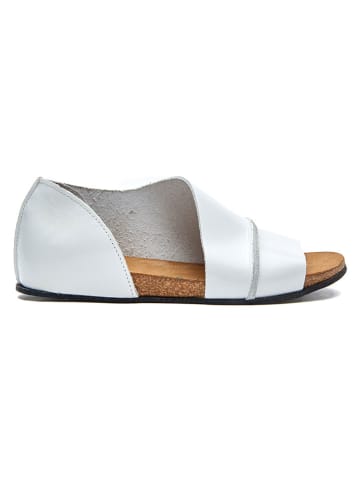 Comfortfusse Leder-Sandalen in Weiß