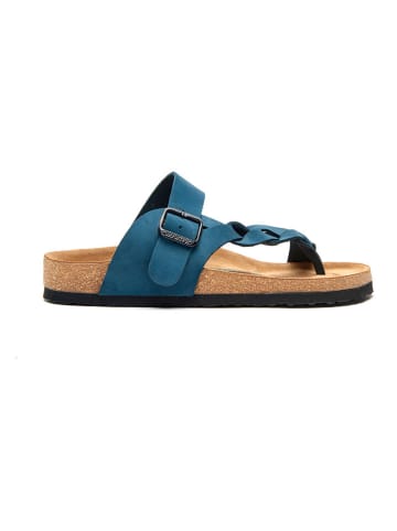 Comfortfusse Leder-Zehentrenner in Blau