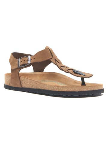 Comfortfusse Leren teensandalen lichtbruin