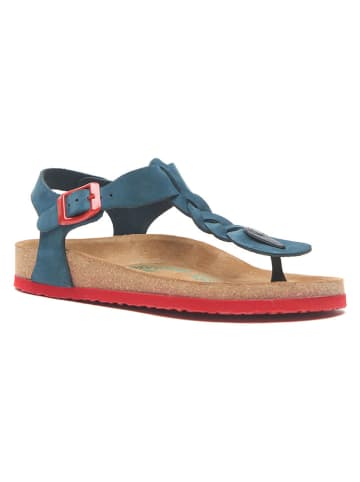 Comfortfusse Leren teensandalen blauw/rood