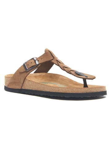 Comfortfusse Leder-Zehentrenner in Sand