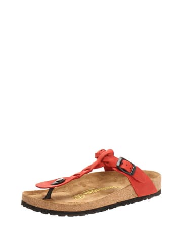 Comfortfusse Leder-Zehentrenner in Rot