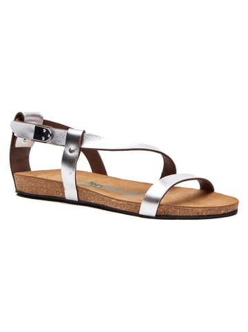 Comfortfusse Leder-Sandalen in Silber