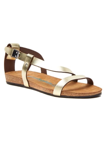 Comfortfusse Leder-Sandalen in Gold