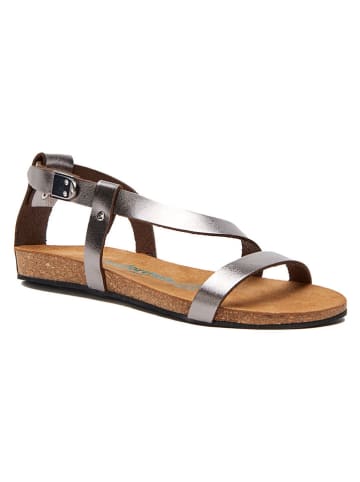 Comfortfusse Leren sandalen zilverkleurig