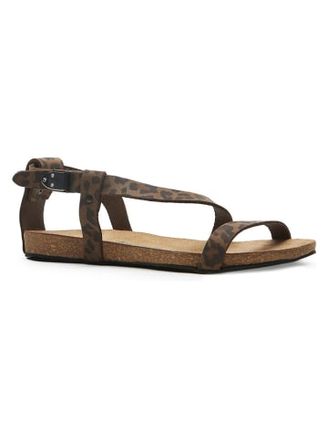 Comfortfusse Leder-Sandalen in Braun/ Schwarz