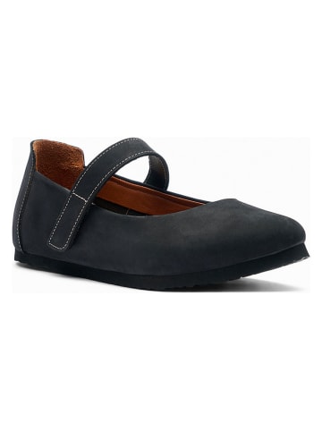 Comfortfusse Leder-Spangenballerinas in Schwarz