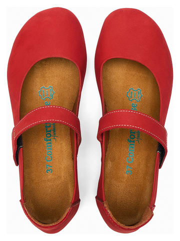 Comfortfusse Leder-Ballerinas in Rot