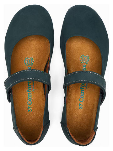 Comfortfusse Leder-Ballerinas in Dunkelblau