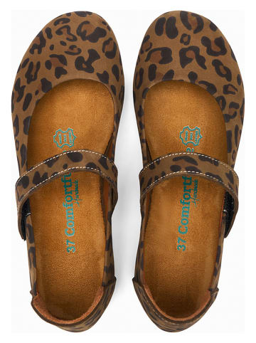 Comfortfusse Skórzane baleriny w kolorze jasnobrązowo-czarnym z paskiem