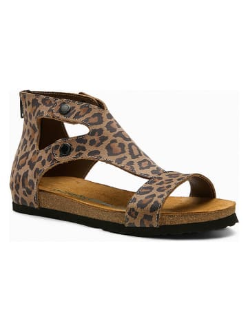 Comfortfusse Leder-Sandalen "Vera" in Hellbraun/ Schwarz