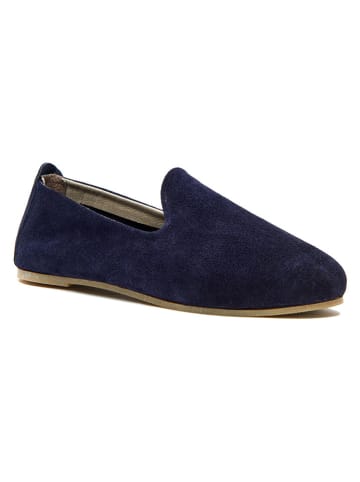 Comfortfusse Leder-Slipper in Dunkelblau