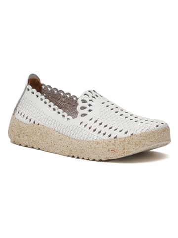 Comfortfusse Leren instappers wit