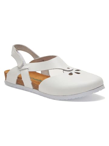 Comfortfusse Leder-Halbsandalen in Weiß