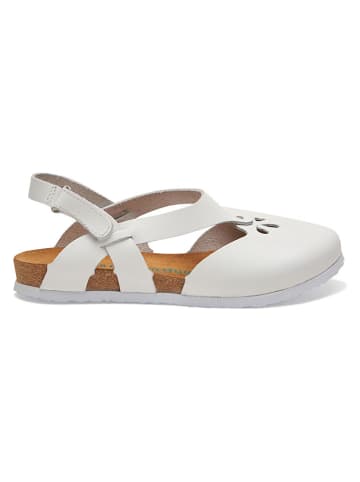 Comfortfusse Leder-Halbsandalen in Weiß