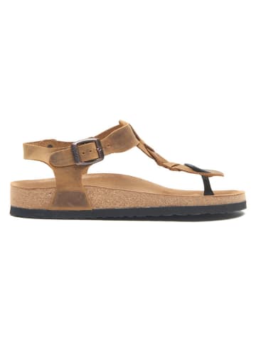 Comfortfusse Leder-Zehensandalen in Hellbraun