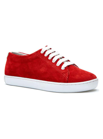 Comfortfusse Leder-Sneakers in Rot