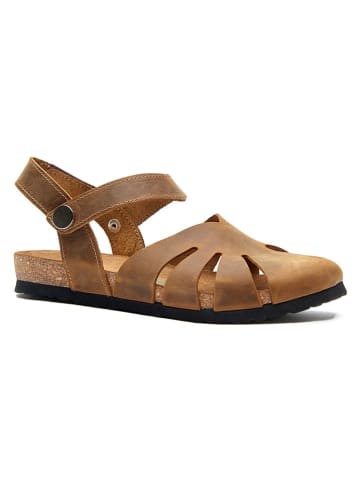 Comfortfusse Leren sandalen lichtbruin
