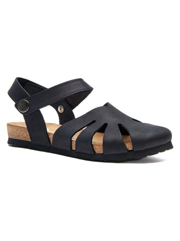 Comfortfusse Leder-Sandalen in Schwarz