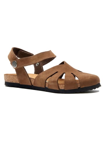 Comfortfusse Leren enkelsandalen zandkleurig