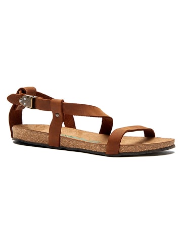 Comfortfusse Leder-Sandalen in Hellbraun
