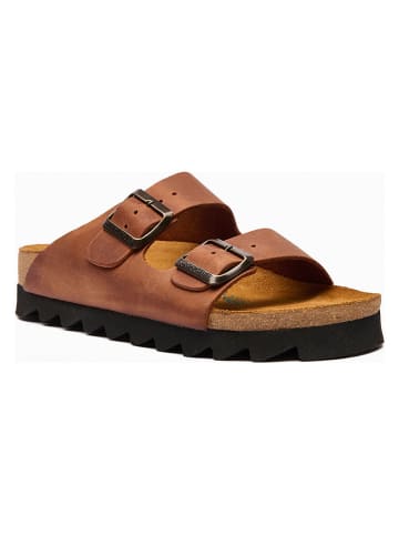 Comfortfusse Skórzane klapki "Troy" w kolorze jasnobrązowym