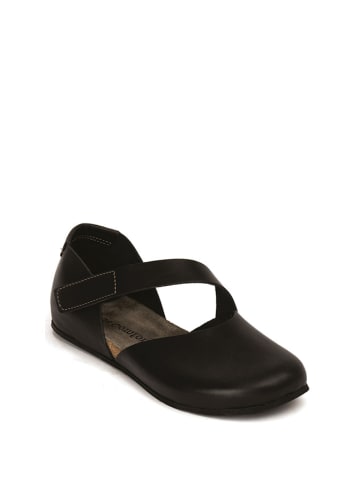 Comfortfusse Leder-Ballerinas in Schwarz