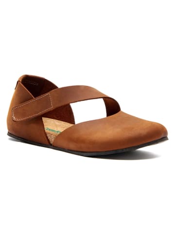 Comfortfusse Leder-Ballerinas in Braun