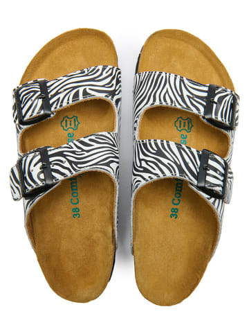 Comfortfusse Leren slippers wit/zwart