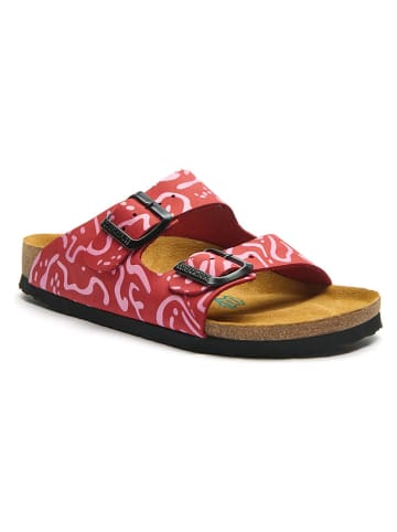 Comfortfusse Leder-Pantoletten in Rot