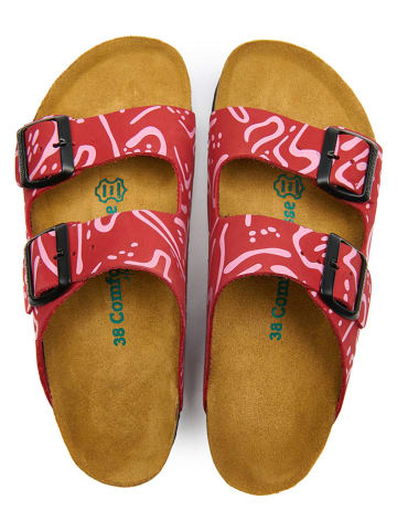 Comfortfusse Leren slippers rood