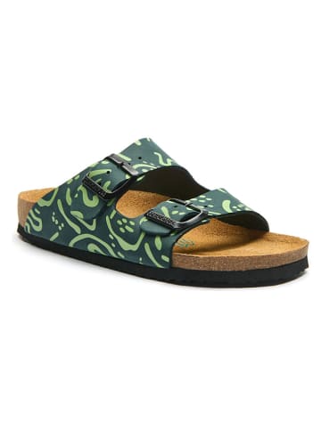 Comfortfusse Leren slippers groen