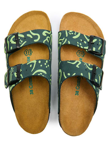 Comfortfusse Leren slippers groen