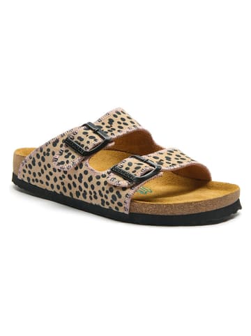 Comfortfusse Leder-Pantoletten in Beige