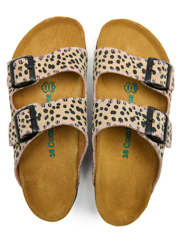 Comfortfusse Leren slippers beige