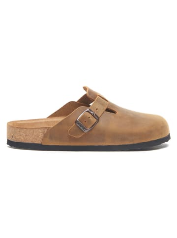 Comfortfusse Leren clogs lichtbruin