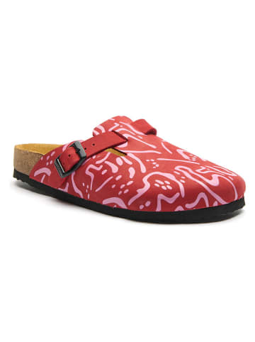 Comfortfusse Leder-Clogs in Rot