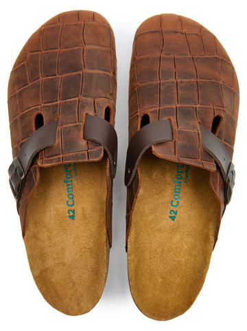 Comfortfusse Leren clogs bruin