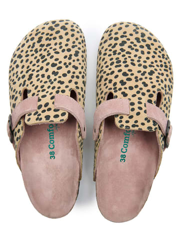 Comfortfusse Leren clogs beige