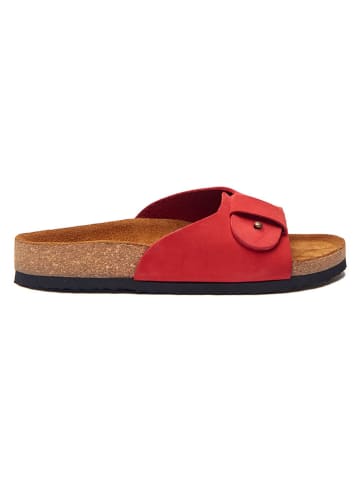 Comfortfusse Leren slippers rood