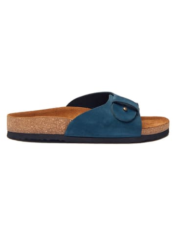 Comfortfusse Leren slippers donkerblauw