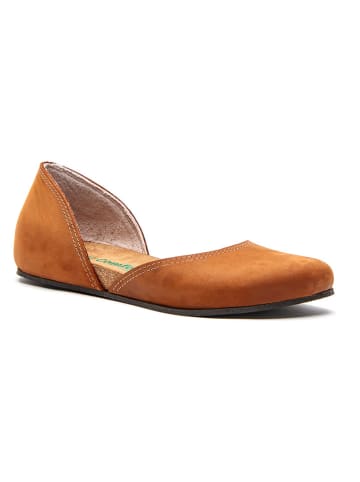 Comfortfusse Leder-Ballerinas in Braun