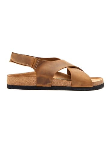Comfortfusse Leder-Sandalen in Hellbraun