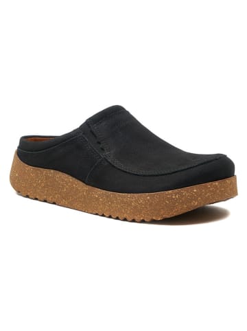 Comfortfusse Leder-Clogs in Schwarz