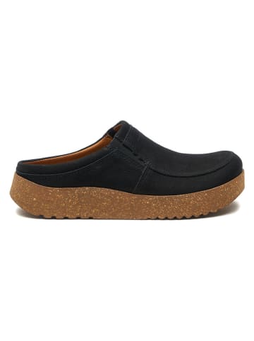 Comfortfusse Leder-Clogs in Schwarz