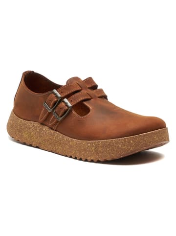 Comfortfusse Leder-Slipper in Hellbraun