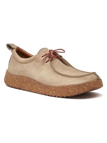 Comfortfusse Leder-Schnürschuhe in Beige